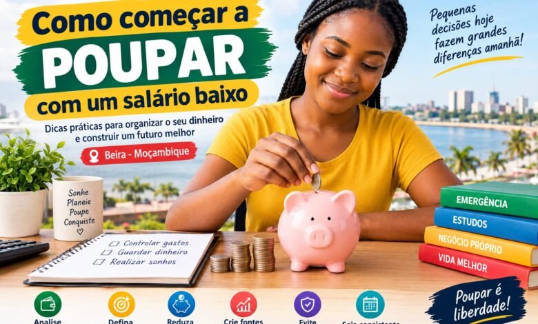 Como começar a poupar com um salário baixo em Moçambique
